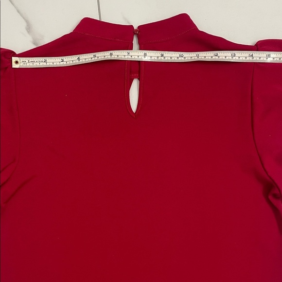 Adrianna Papell Blouse Flutter Sleeves Keyhole Front Mandarin Collar Size S - Picture 9 of 12